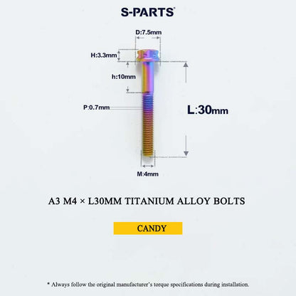 M4 × L30/35/40/45/50mm Titanium Alloy Bolts For Motorcycle