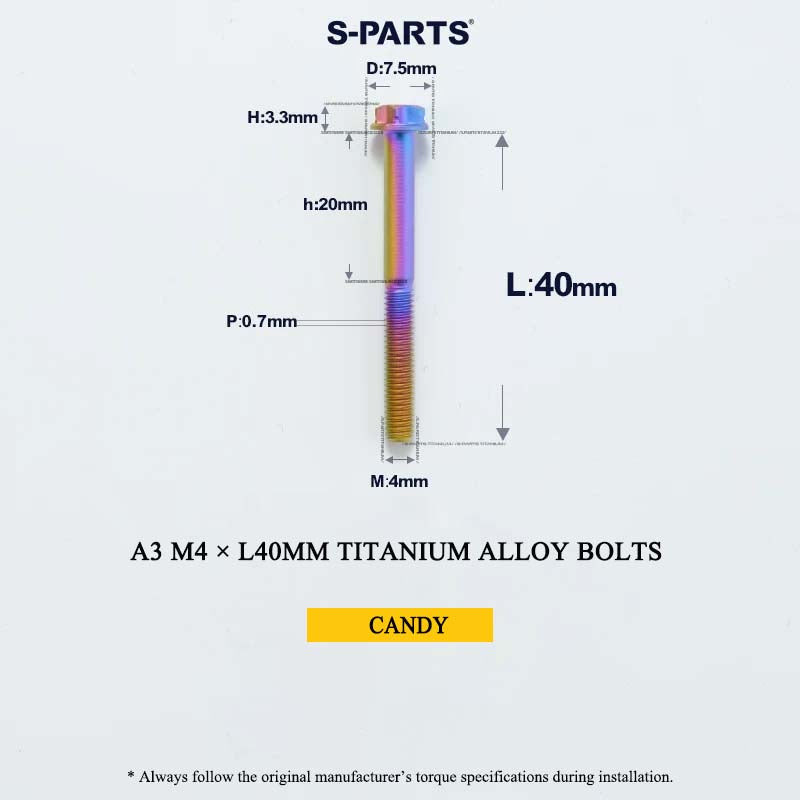 M4 × L30/35/40/45/50mm Titanium Alloy Bolts For Motorcycle