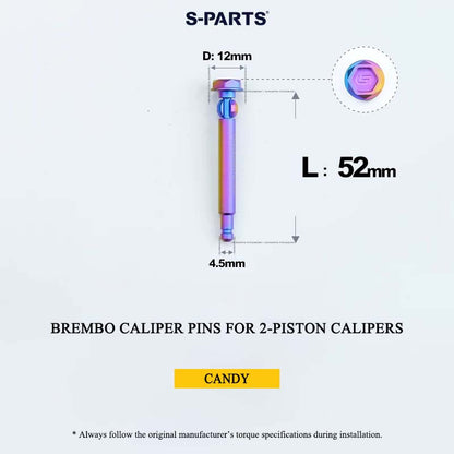 Brembo Grade 5 Titanium Brake Caliper Pins for 4-Piston and 2-Piston Calipers, 56 mm
