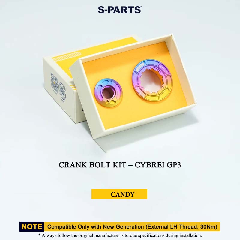 Titanium Crank Bolt & Self-Extracting Cap Kit for CYBREI GP3 (30Nm New Generation | LH Thread Compatible)