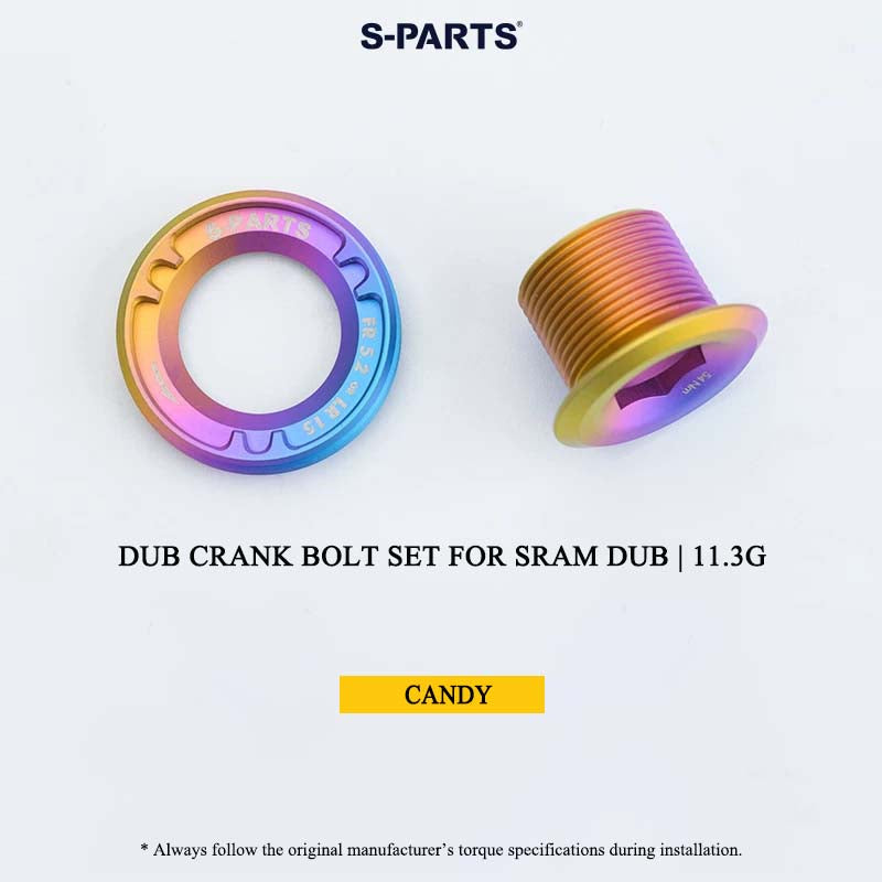 DUB Titanium Crank Arm Bolt & Self-Extracting Cap Set for SRAM DUB / Quarq / Force / Red | 11.3g Ultra-Light CNC Titanium
