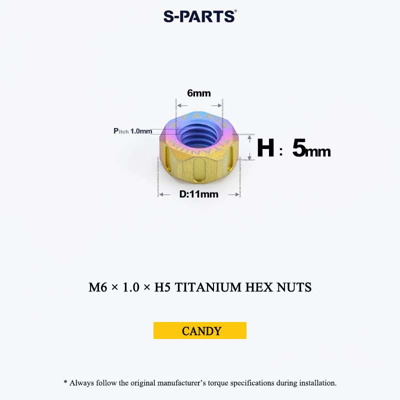 Grade 5 Titanium Hex Nuts M4–M12 | Metric & Fine Thread
