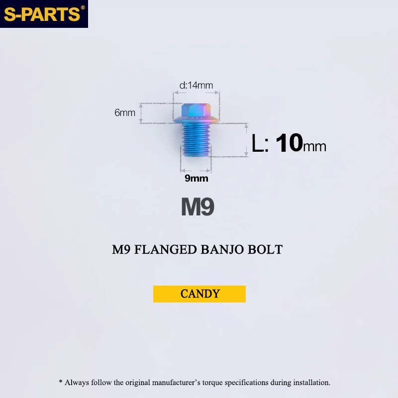 M9 x 10mm Titanium Flanged Banjo Bolt for Shimano 8170 / 7170 / 9270 / 8020 & SRAM GRX Hydraulic Brakes