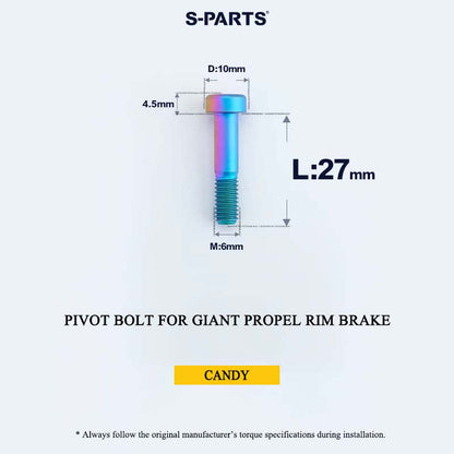 Grade 5 Titanium Brake Caliper Pivot Bolt for Giant Propel Rim Brake | M6×27mm