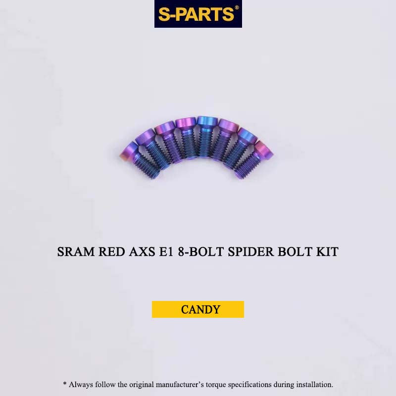 Titanium 8-Bolt Spider Bolt Kit for SRAM RED AXS E1 Crankset – M4 x 8.5mm | 8PCS