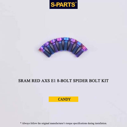 Titanium 8-Bolt Spider Bolt Kit for SRAM RED AXS E1 Crankset – M4 x 8.5mm | 8PCS