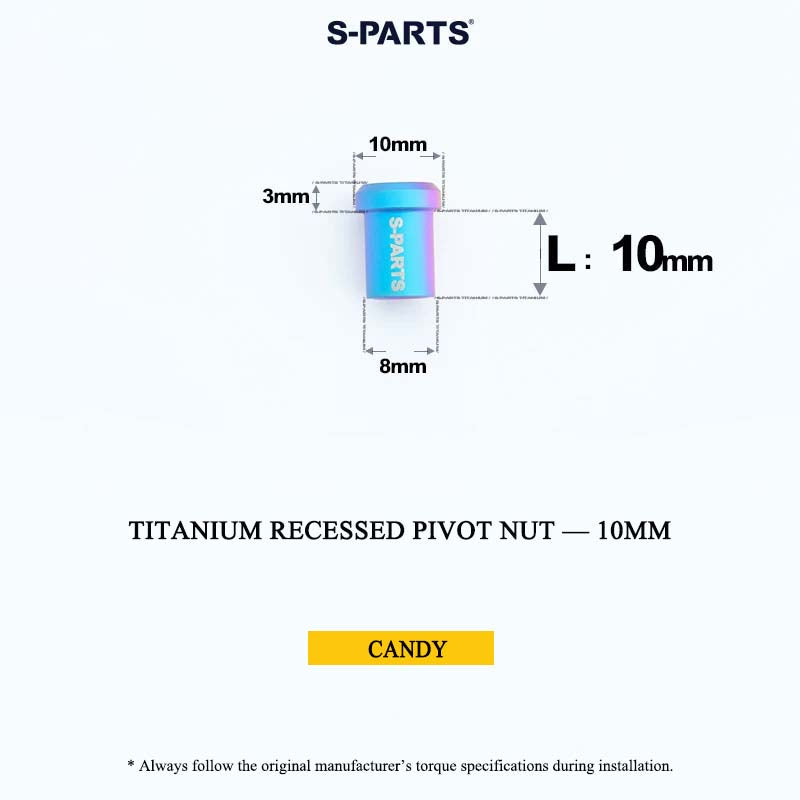Titanium C-Brake Recessed Pivot Nut for M6 Brake Caliper Bolts (8-40mm)