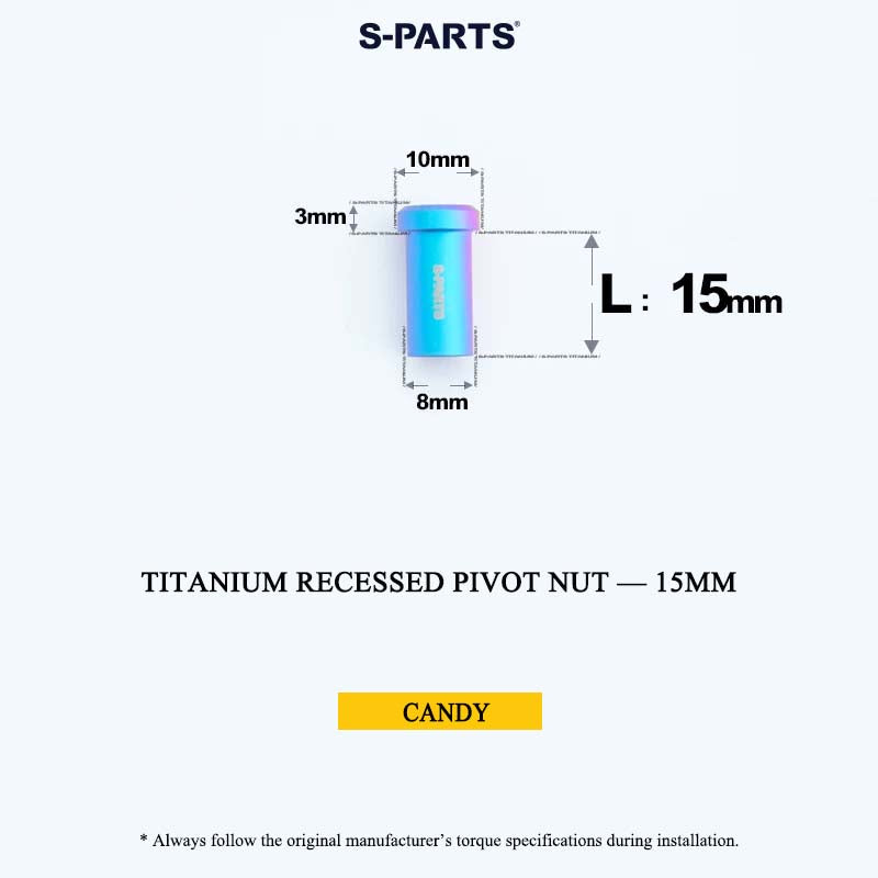 Titanium C-Brake Recessed Pivot Nut for M6 Brake Caliper Bolts (8-40mm)
