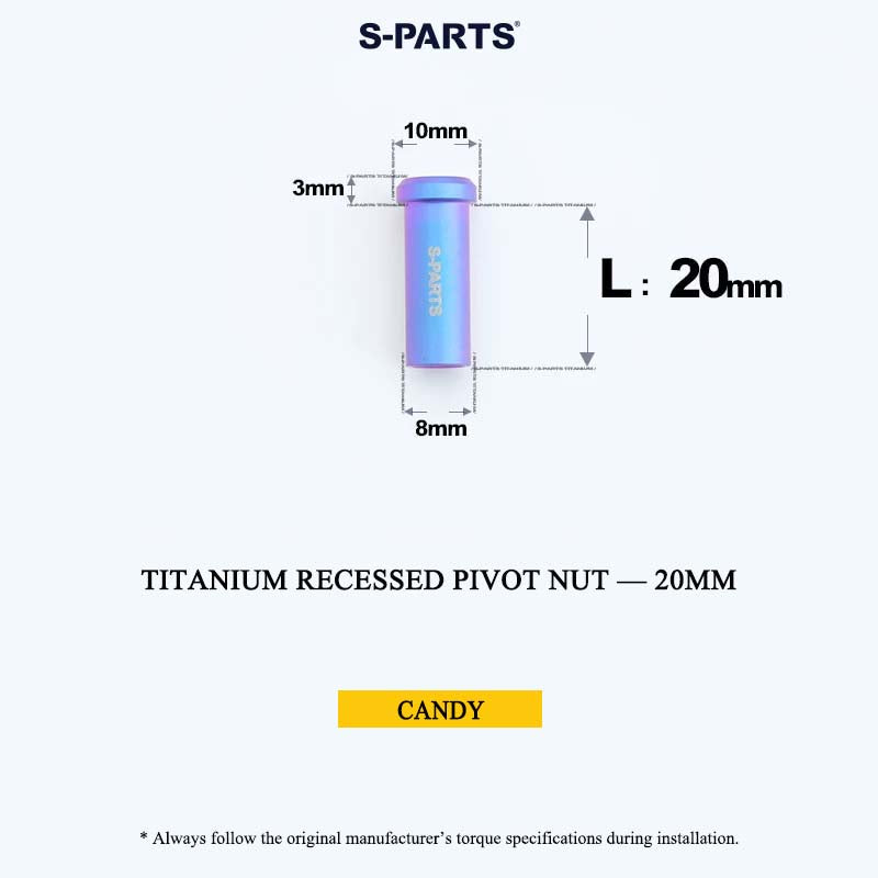 Titanium C-Brake Recessed Pivot Nut for M6 Brake Caliper Bolts (8-40mm)