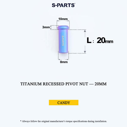 Titanium C-Brake Recessed Pivot Nut for M6 Brake Caliper Bolts (8-40mm)