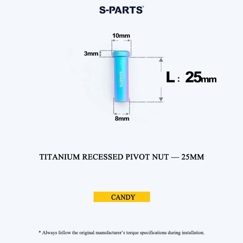 Titanium C-Brake Recessed Pivot Nut for M6 Brake Caliper Bolts (8-40mm)