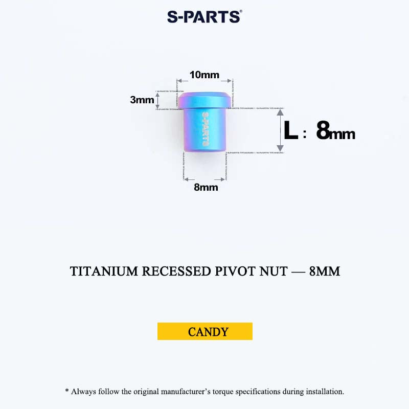 Titanium C-Brake Recessed Pivot Nut for M6 Brake Caliper Bolts (8-40mm)