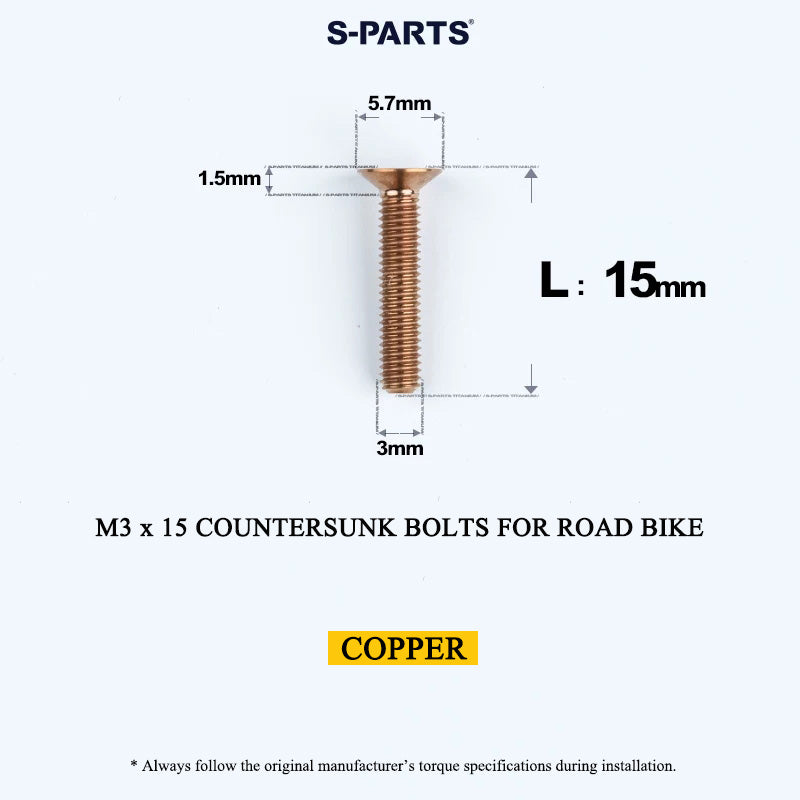 M3x6-30mm Titanium Flat Head Bolts Countersunk Ti Bolts For Road Bike