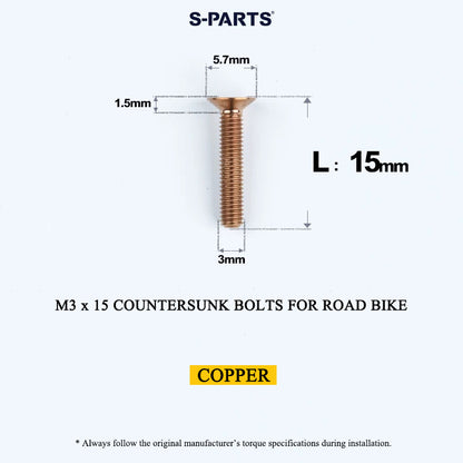 M3x6-30mm Titanium Flat Head Bolts Countersunk Ti Bolts For Road Bike
