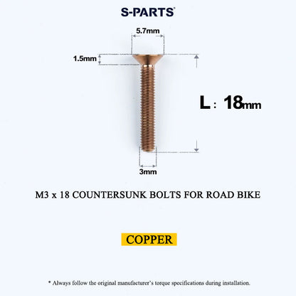 M3x6-30mm Titanium Flat Head Bolts Countersunk Ti Bolts For Road Bike