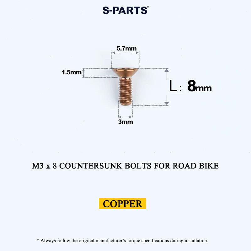 M3x6-30mm Titanium Flat Head Bolts Countersunk Ti Bolts For Road Bike