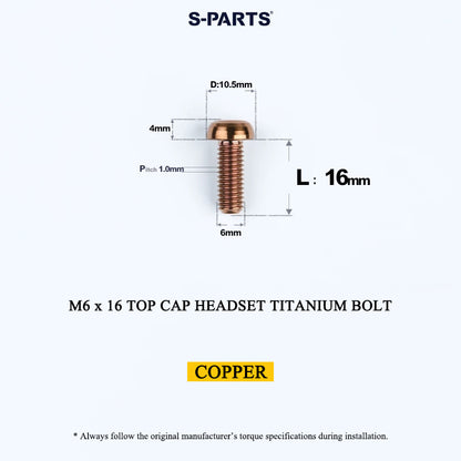 M6 X L8 20 35MM Top Cap Headset Titanium Bolt For Bike