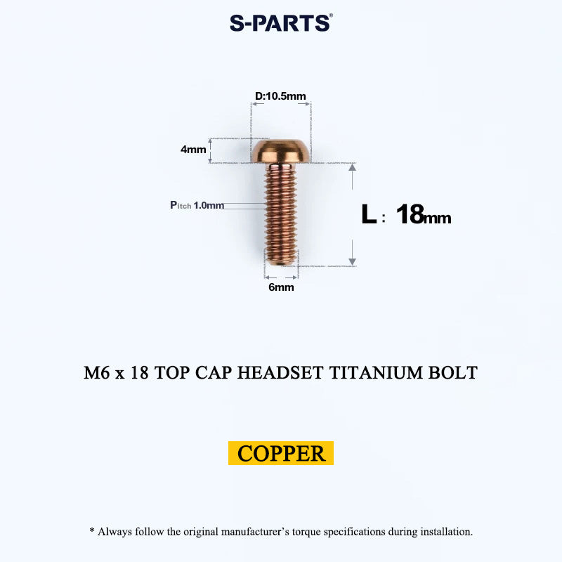 M6 X L8 20 35MM Top Cap Headset Titanium Bolt For Bike