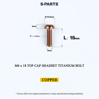 M6 X L8 20 35MM Top Cap Headset Titanium Bolt For Bike