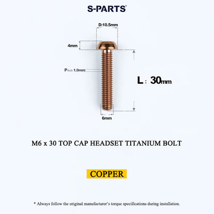 M6 X L8 20 35MM Top Cap Headset Titanium Bolt For Bike