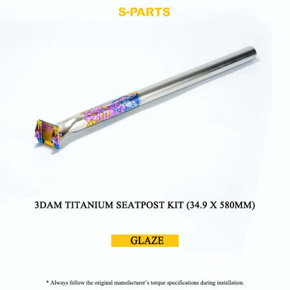 3DAM Titanium Seatpost Kit — 3D-Printed Ti Clamp + Grade 9 Ti Tube (31.8/33.9/34.9 x 580mm)