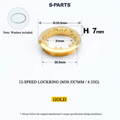Grade 5 Titanium Cassette Lockring for Shimano & SRAM 10/11/12-Speed HG Freehubs