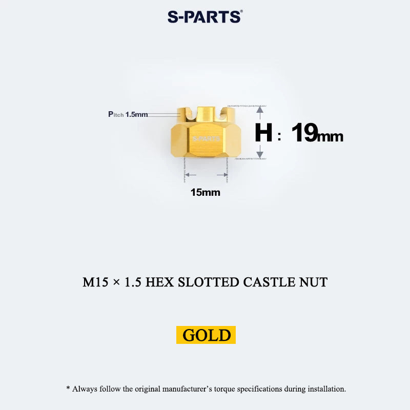 M15 × 1.5 Titanium Hex Slotted Castle Nut for Motorcycle & Automotive