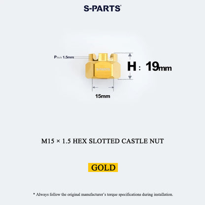 M15 × 1.5 Titanium Hex Slotted Castle Nut for Motorcycle & Automotive