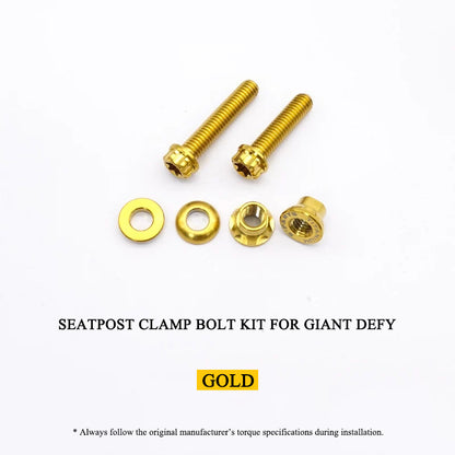 Titanium Seatpost Clamp Bolt Kit for Giant Defy – Grade 5 Titanium, M6