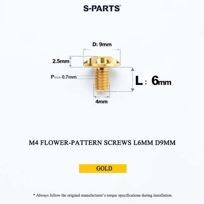 M4 Flower-Pattern Titanium Screws, 9mm CNC-Machined Head, T20 Torx