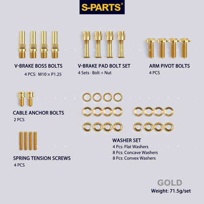 Titanium V-Brake Hardware Upgrade Kit for MTB | Grade 5 Ti Bolts & Washers