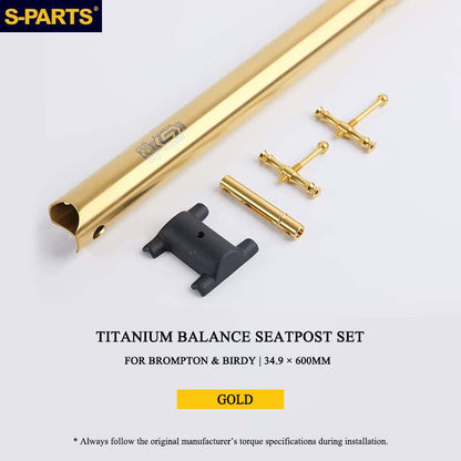 Titanium Balance Seatpost Set for Brompton & Birdy Folding Bikes – D31.8 / D33.9 / D34.9 × L560/600mm