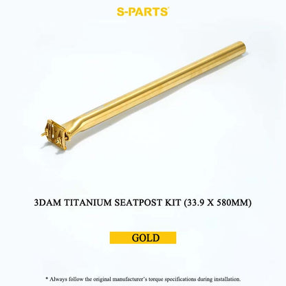 3DAM Titanium Seatpost Kit — 3D-Printed Ti Clamp + Grade 9 Ti Tube (31.8/33.9/34.9 x 580mm)