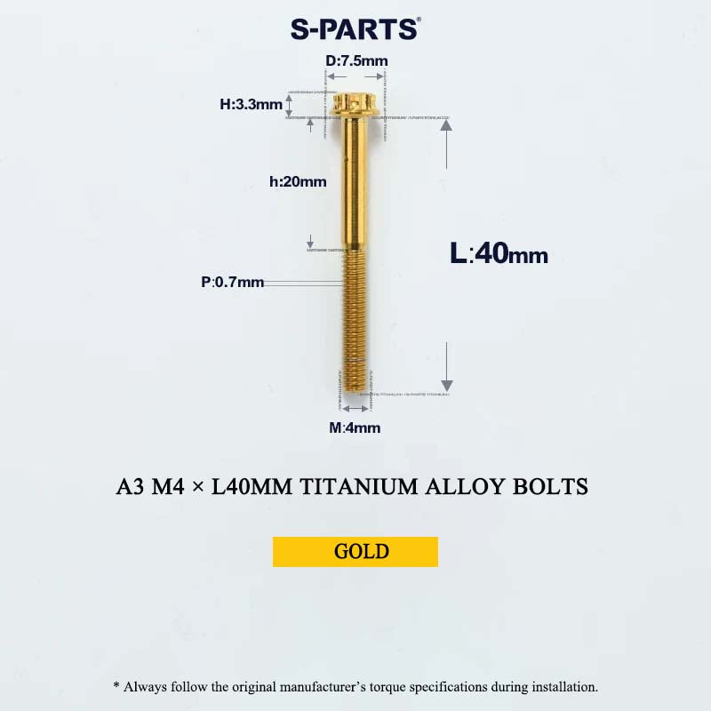 M4 × L30/35/40/45/50mm Titanium Alloy Bolts For Motorcycle