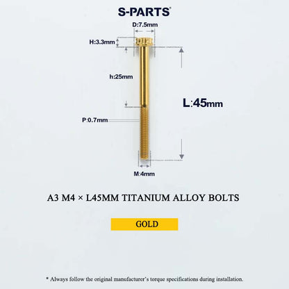 M4 × L30/35/40/45/50mm Titanium Alloy Bolts For Motorcycle