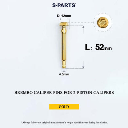 Brembo Grade 5 Titanium Brake Caliper Pins for 4-Piston and 2-Piston Calipers, 56 mm