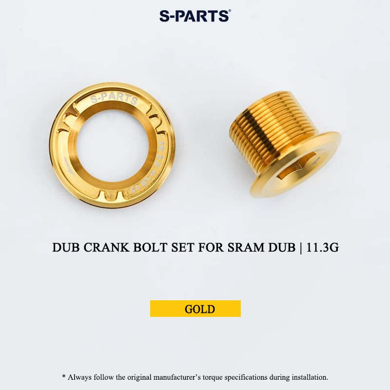 DUB Titanium Crank Arm Bolt & Self-Extracting Cap Set for SRAM DUB / Quarq / Force / Red | 11.3g Ultra-Light CNC Titanium