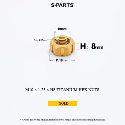 Grade 5 Titanium Hex Nuts M4–M12 | Metric & Fine Thread