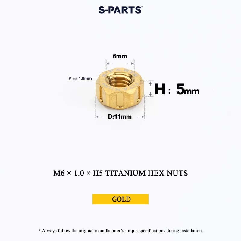 Grade 5 Titanium Hex Nuts M4–M12 | Metric & Fine Thread