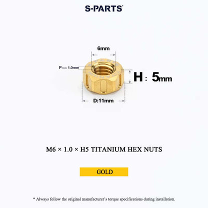 Grade 5 Titanium Hex Nuts M4–M12 | Metric & Fine Thread