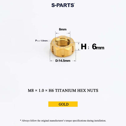 Grade 5 Titanium Hex Nuts M4–M12 | Metric & Fine Thread