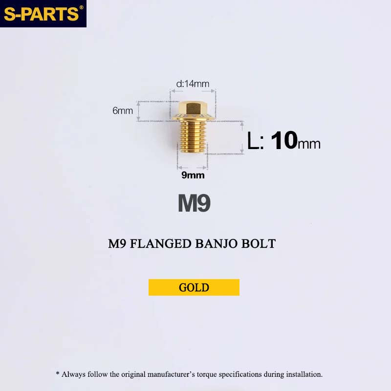 M9 x 10mm Titanium Flanged Banjo Bolt for Shimano 8170 / 7170 / 9270 / 8020 & SRAM GRX Hydraulic Brakes