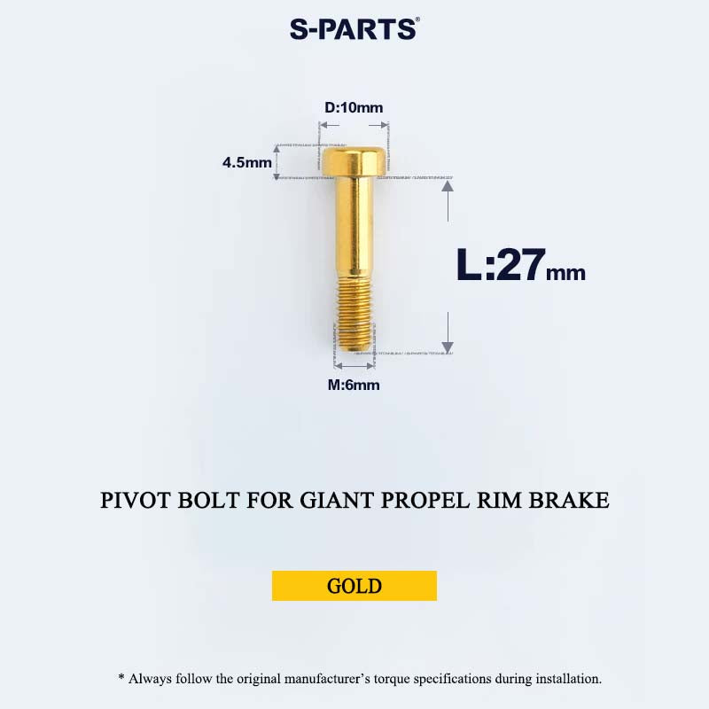 Grade 5 Titanium Brake Caliper Pivot Bolt for Giant Propel Rim Brake | M6×27mm