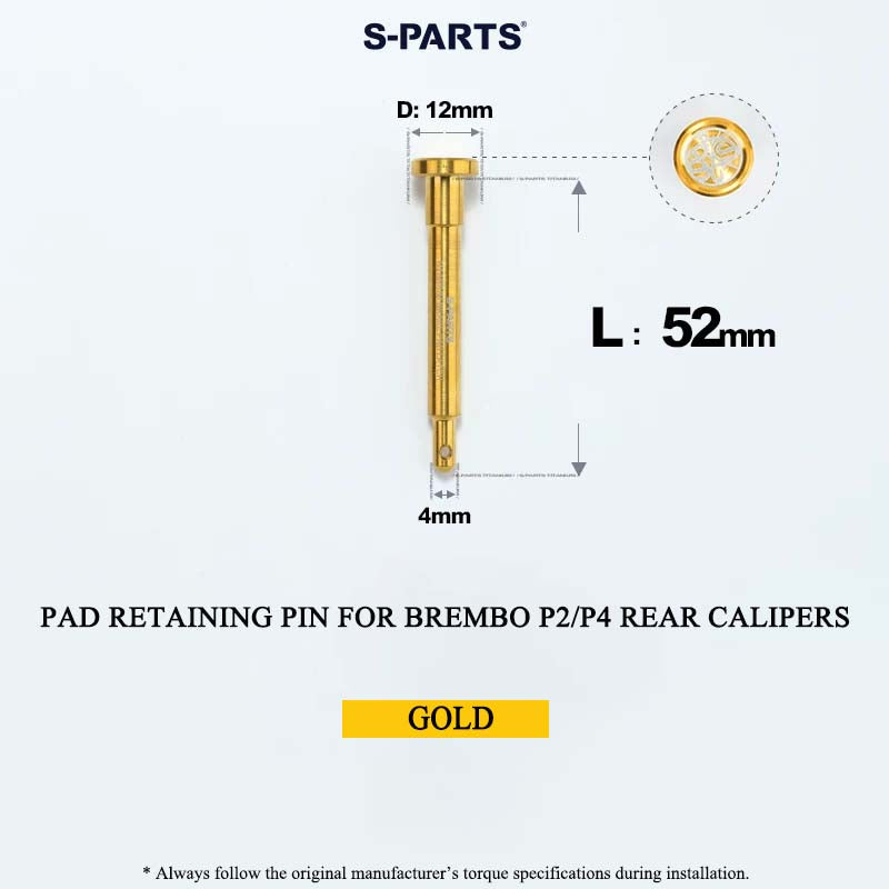 Grade 5 Titanium Brake Caliper Pad Retaining Pin for Brembo 2-Piston & 4-Piston Rear / Lower Calipers – 55mm