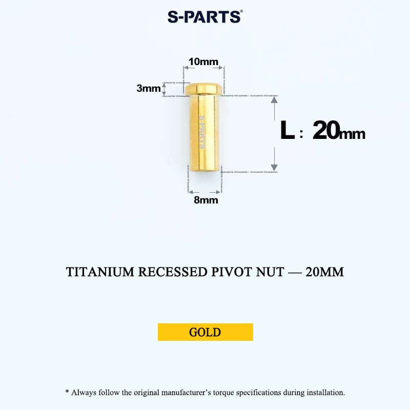 Titanium C-Brake Recessed Pivot Nut for M6 Brake Caliper Bolts (8-40mm)