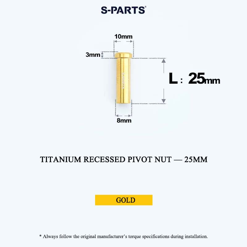 Titanium C-Brake Recessed Pivot Nut for M6 Brake Caliper Bolts (8-40mm)