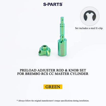 Titanium Preload Adjuster Rod & Knob Set for Brembo RCS CC Master Cylinder