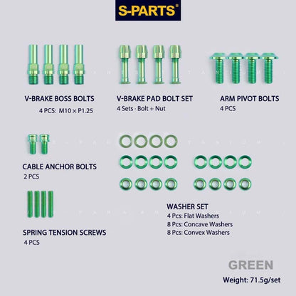 Titanium V-Brake Hardware Upgrade Kit for MTB | Grade 5 Ti Bolts & Washers