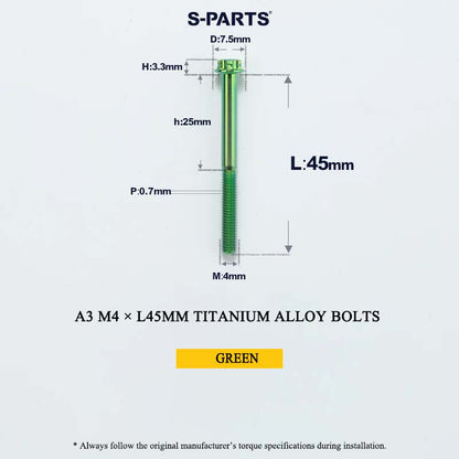 M4 × L30/35/40/45/50mm Titanium Alloy Bolts For Motorcycle