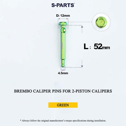 Brembo Grade 5 Titanium Brake Caliper Pins for 4-Piston and 2-Piston Calipers, 56 mm